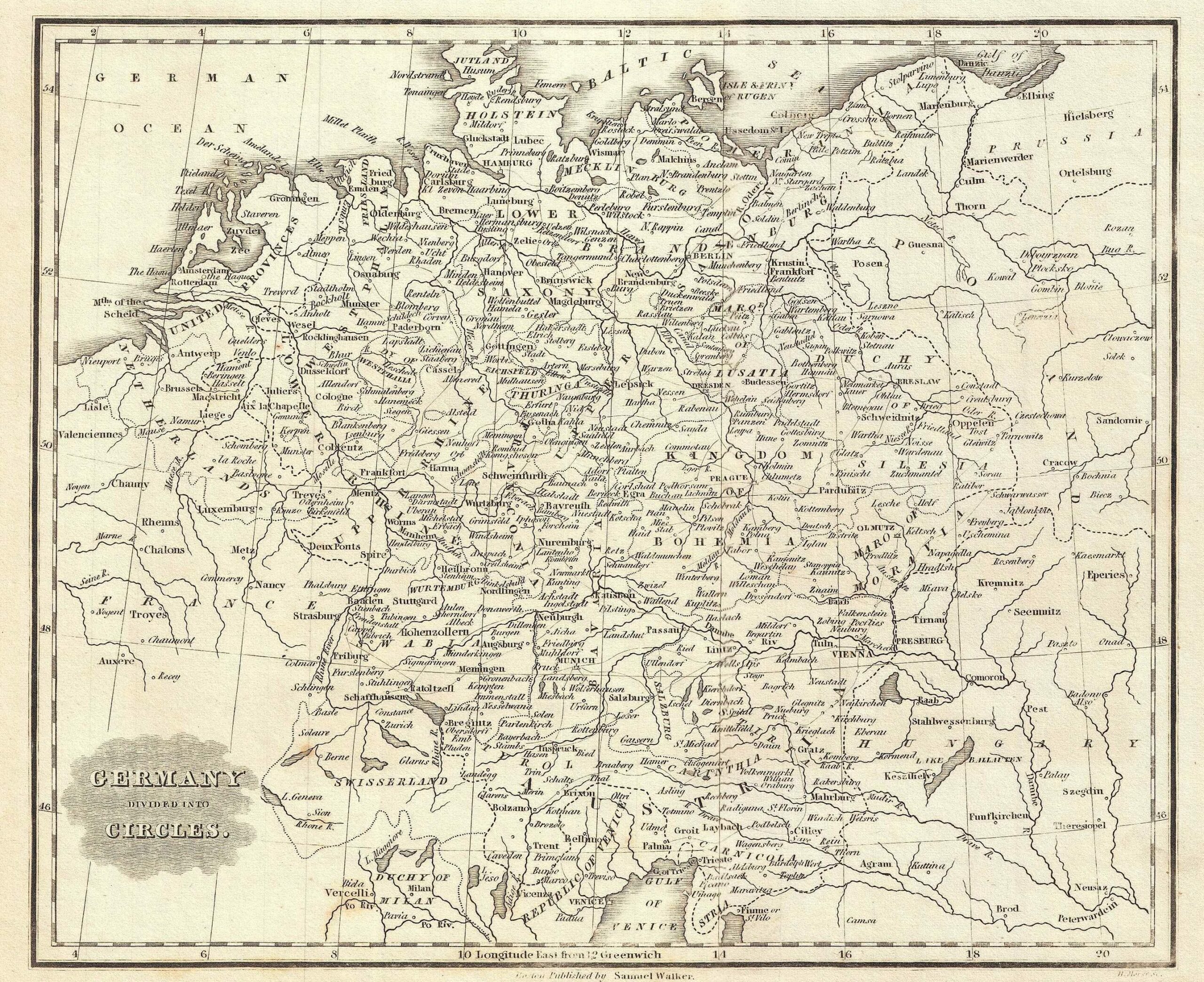 1828 map of central Europe