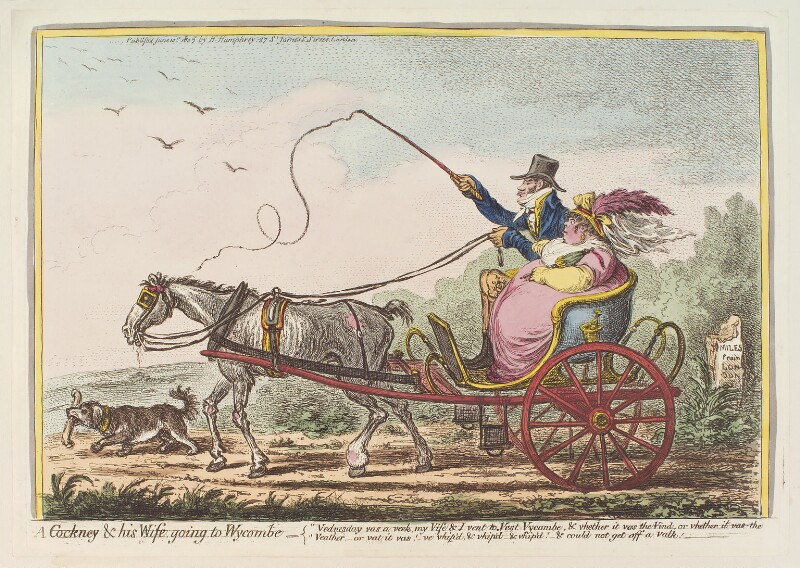 Gillray, A cockney and his wife going to Wycombe, 1805