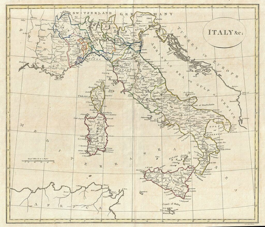 Cruttwell, Map of Italy, 1799
