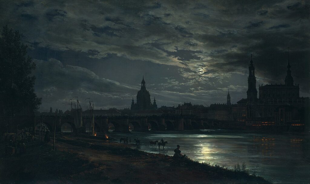 Dahl, Dresden by moonlight, 1839