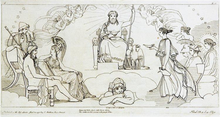 Flaxman, Hebe pouring nectar for the gods, The Iliad, 1793-1795