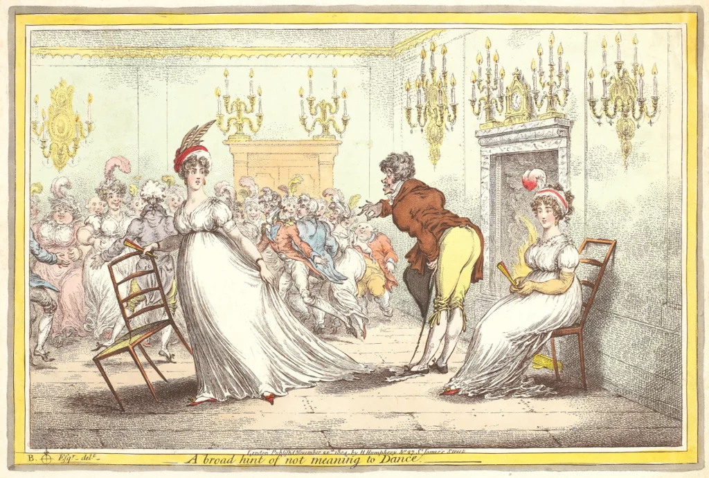 Gillray, A broad hint of not meaning to dance, 1804