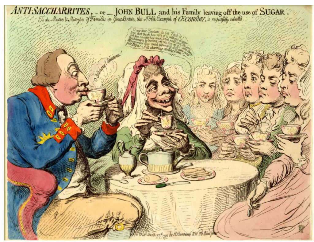 Gillray, Drinking tea without sugar, 1792
