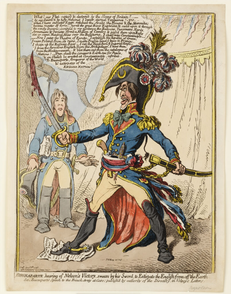 Gillray, Napoleon hears the news of Nelson's victory, 1798