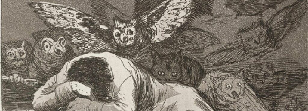 Goya, The sleep of reason (detail) c. 1799