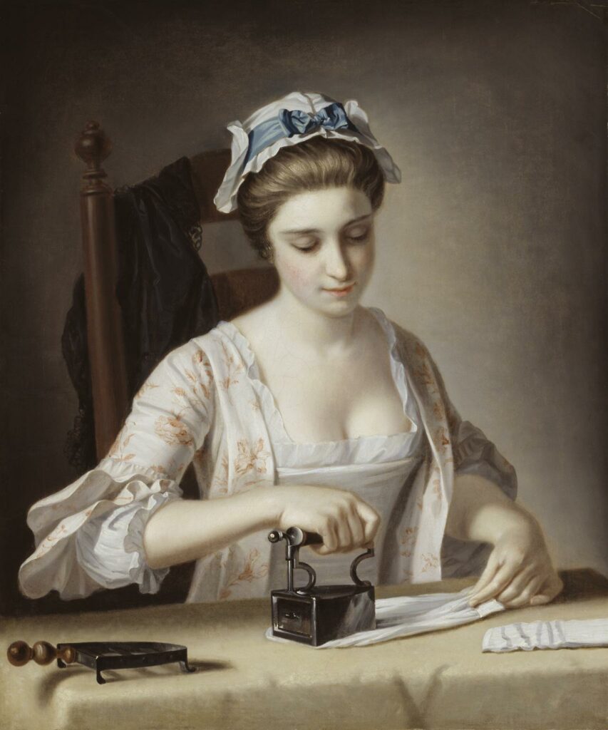 A Laundry Maid Ironing c.1765-82 by Henry Robert Morland 1716-1797