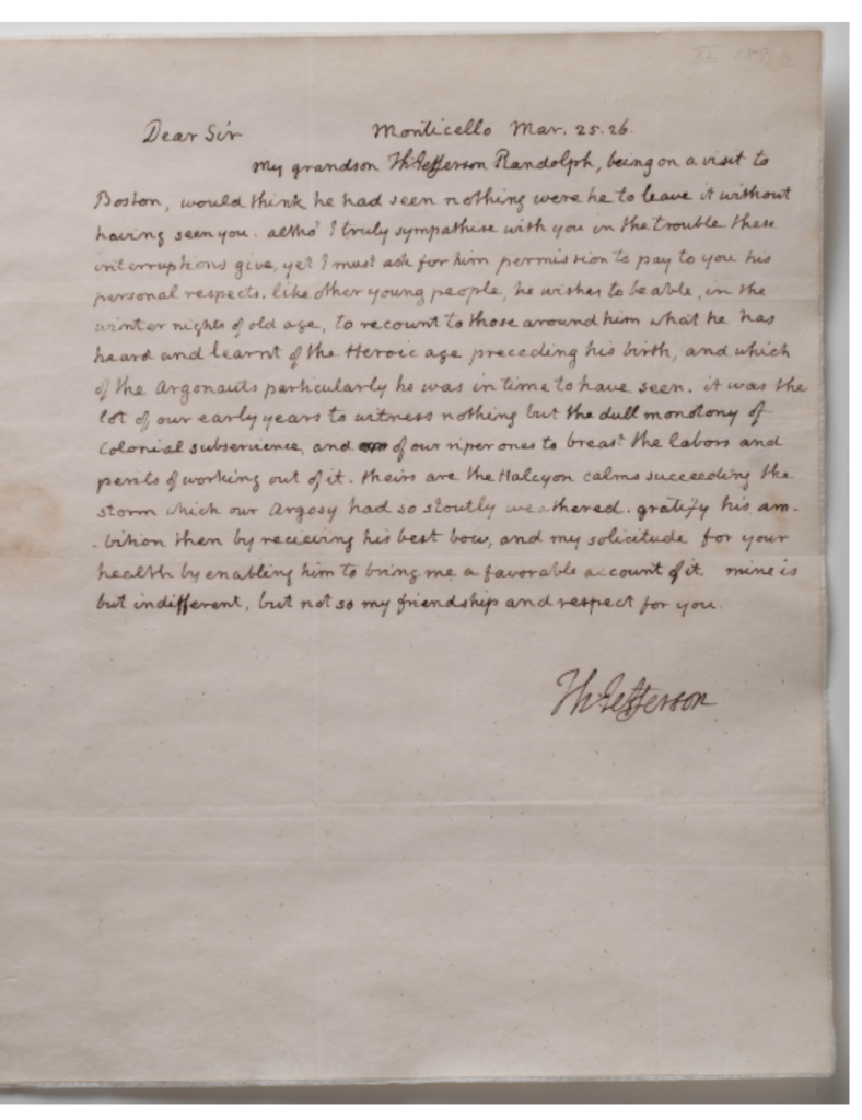 Thomas Jefferson to John Adams, 25th March 1826