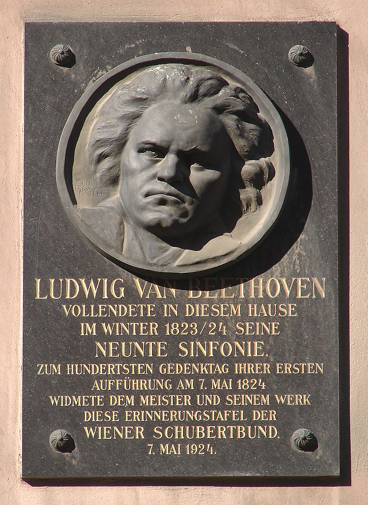 Plaque in Vienna commemorating the centenary of the first performance of Beethoven's 9th symphony, 7th May 1824