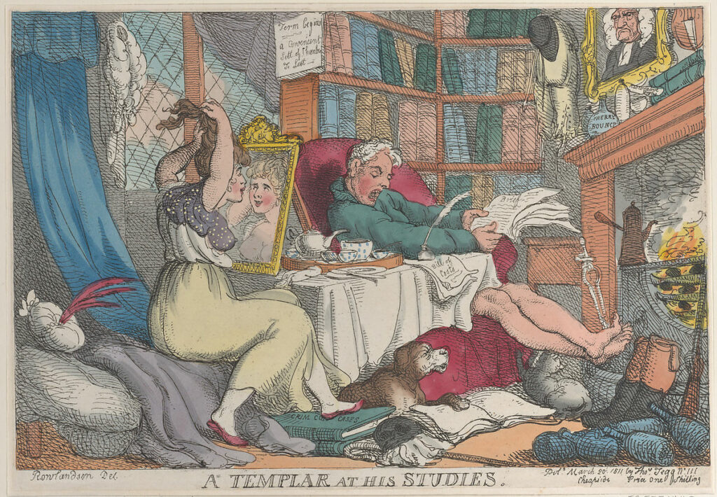 Rowlandson, A Templar at his studies, 1811