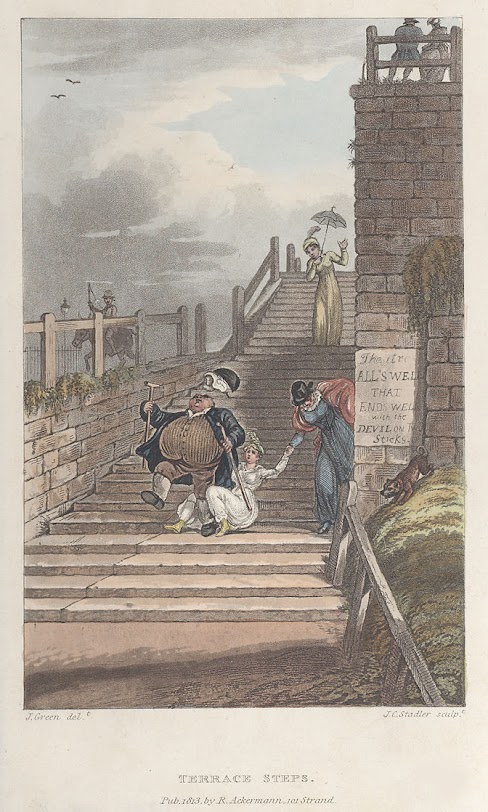 Rowlandson, Terrace Steps, Scarborough, 1813