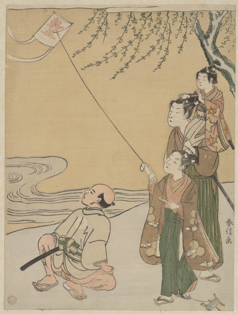 Suzuki Harunobu, Kite flying, c. 1766