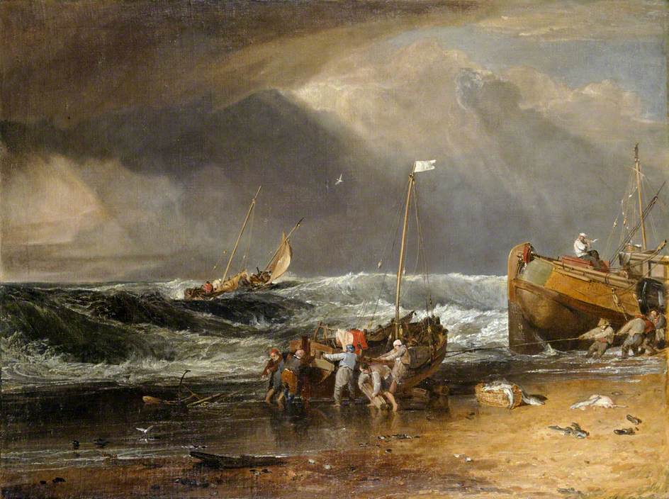 Turner, Hauling a boat ashore, 1804