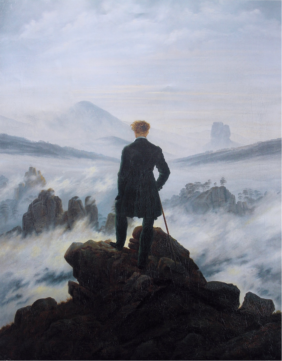 Caspar David Friedrich, The hiker above the sea of fog, circa 1817. Hamburg, Kunsthalle