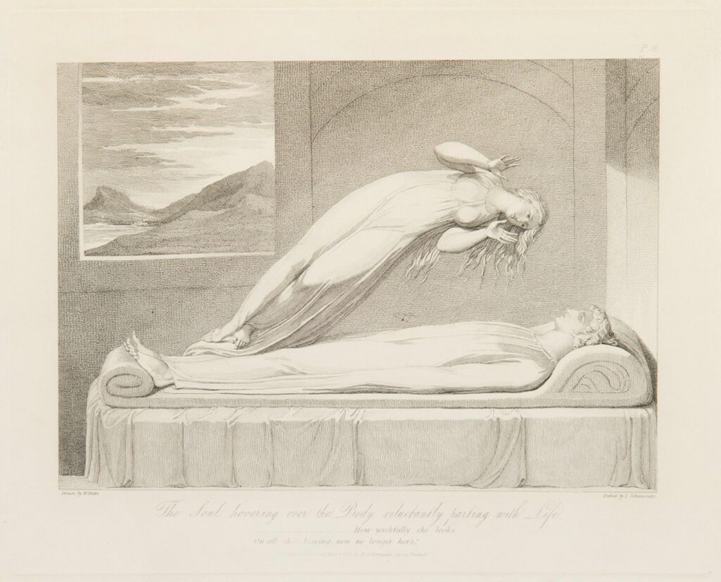 William Blake, The soul hovering over the body, 1813